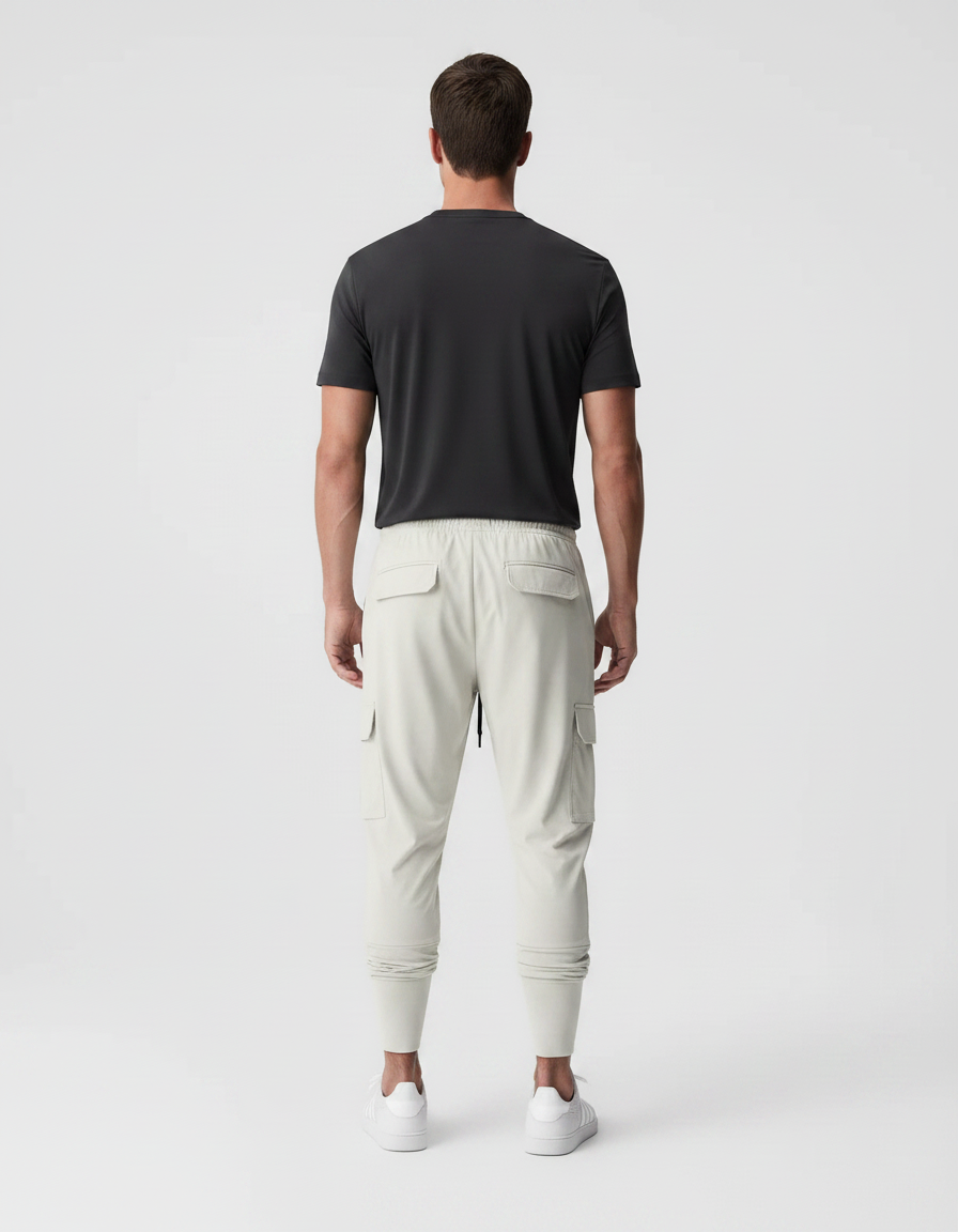 Pantalon Fluide Resserré En Bas - Beige Polyester - vue 2