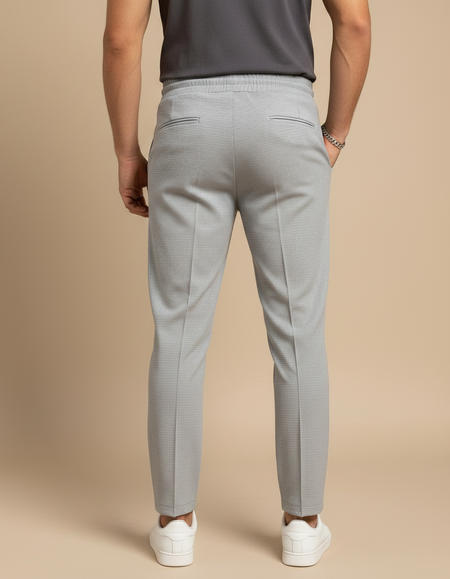 Pantalon Fluide Gris Slim Motif Palmier Homme - Polyester - vue 2