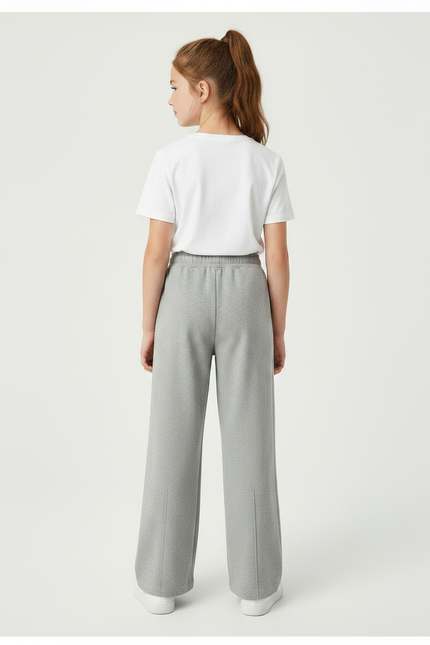 Pantalon Fluide Gris Ample Décontracté Cordon - Molleton - vue 2