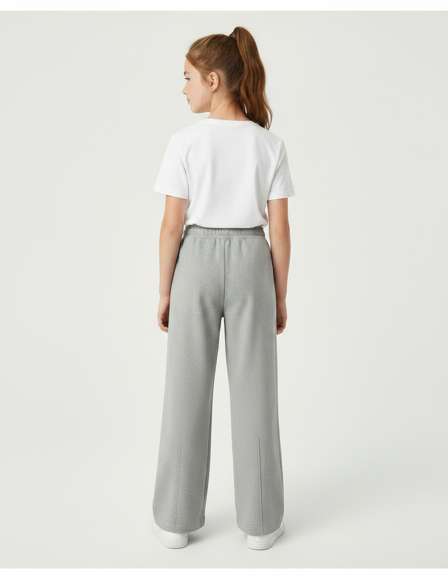 Pantalon Fluide Gris Ample Décontracté Cordon - Molleton - vue 2