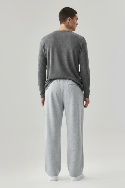 Pantalon Fluide Gris Ample Décontracté Confortable Cordon - Molleton - vue 2