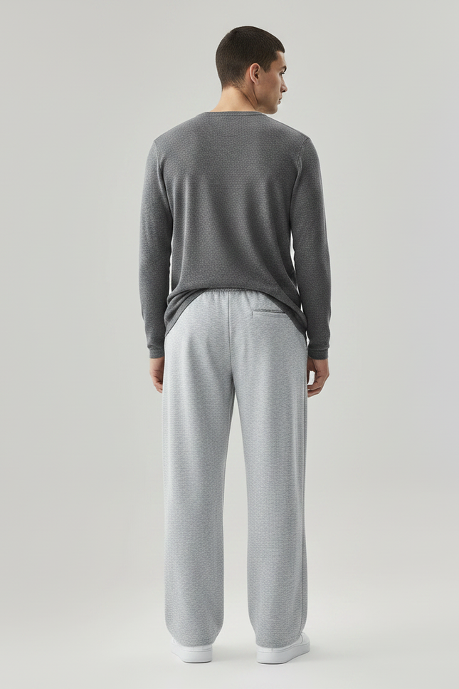 Pantalon Fluide Gris Ample Décontracté Confortable Cordon - Molleton - vue 2