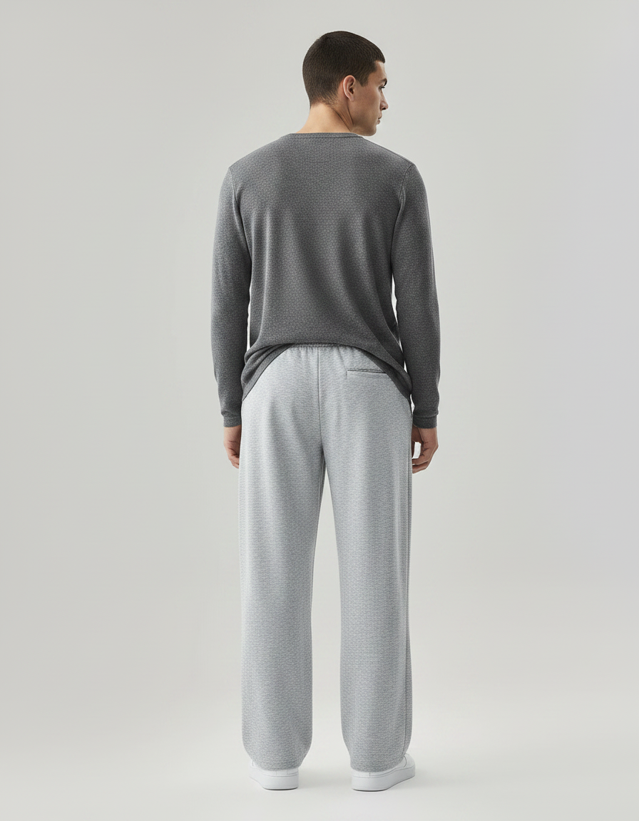 Pantalon Fluide Gris Ample Décontracté Confortable Cordon - Molleton - vue 2