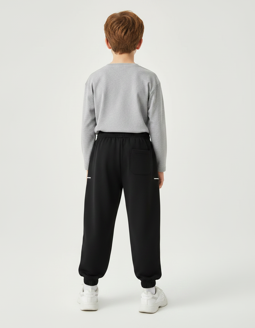 Pantalon Fluide Noir Imprimé M Décontracté Garçon - Molleton - vue 2