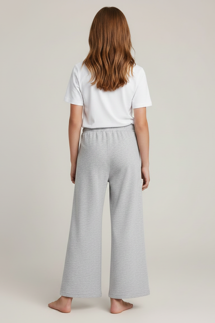 Pantalon Fluide Gris Ample Coton Confortable Fille - Molleton - vue 2