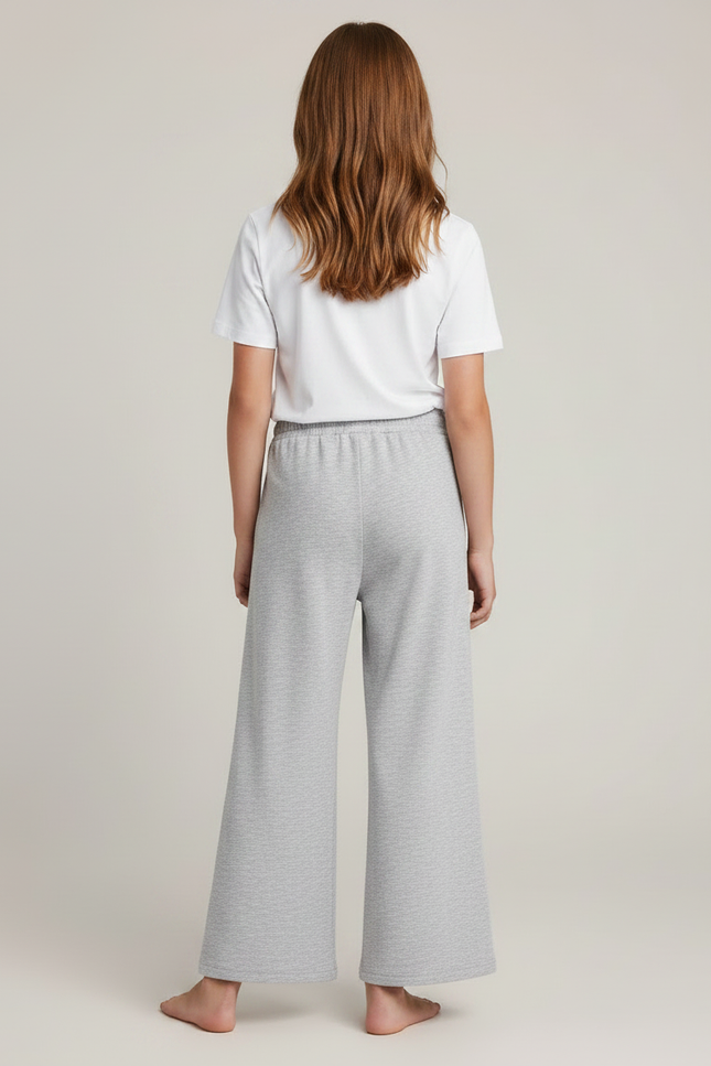 Pantalon Fluide Gris Ample Coton Confortable Fille - Molleton - vue 2