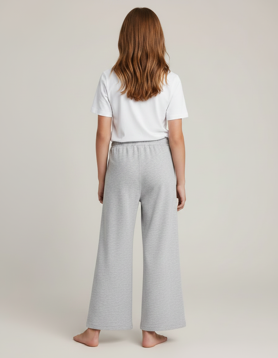Pantalon Fluide Gris Ample Coton Confortable Fille - Molleton - vue 2