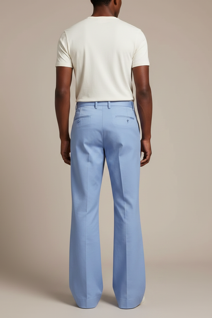 Pantalon Évasé Fluide - Bleu Gabardine - vue 2