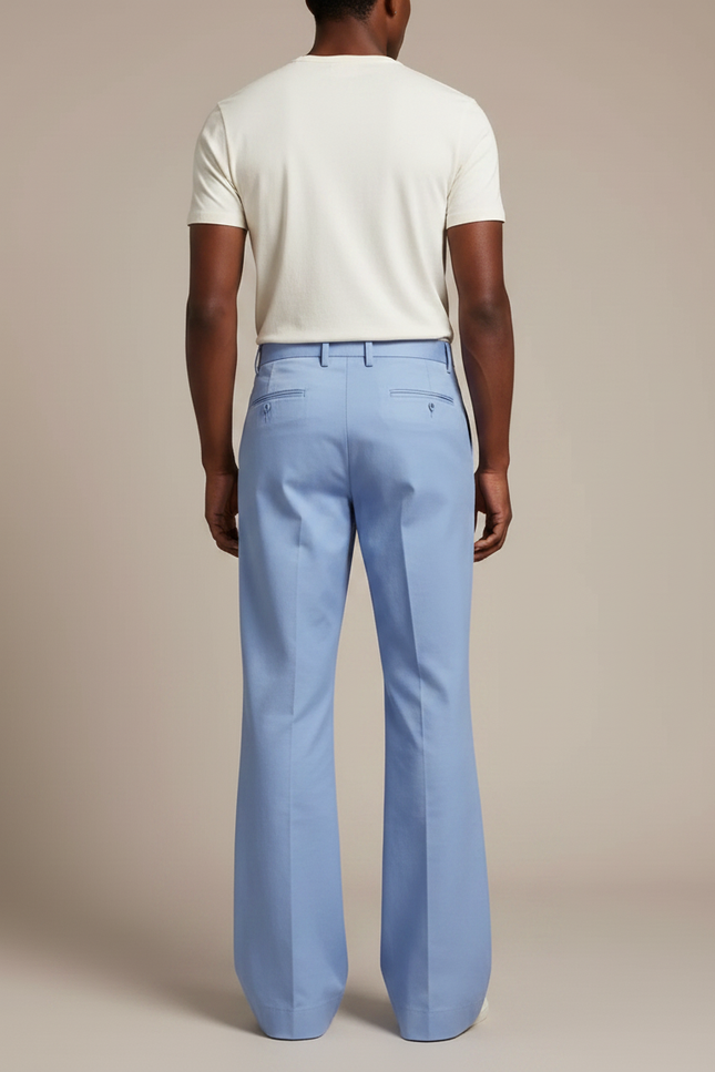 Pantalon Évasé Fluide - Bleu Gabardine - vue 2