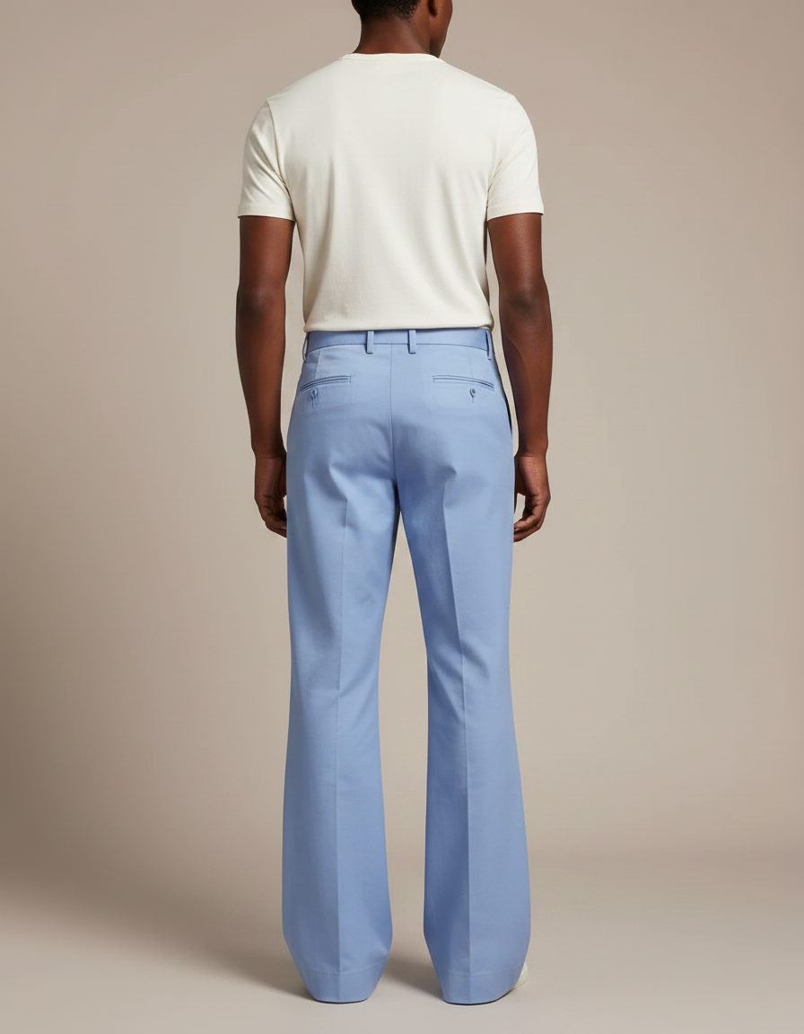 Pantalon Évasé Fluide - Bleu Gabardine - vue 2