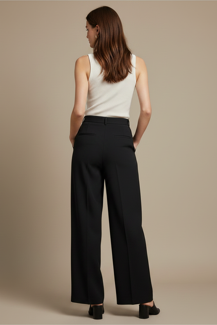 Pantalon Fluide Femme Noir Palazzo Viscose Chic Été 4 - Polyester - vue 2