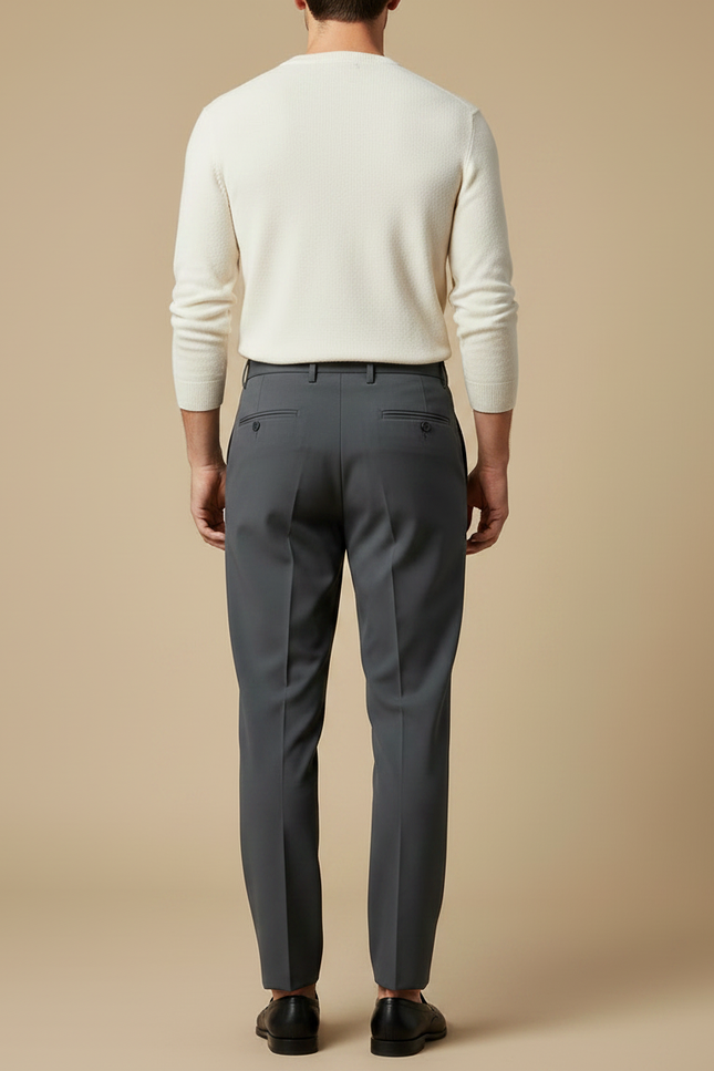 Pantalon Fluide Homme Gris Coupe Droite Élégant - Polyester - vue 2
