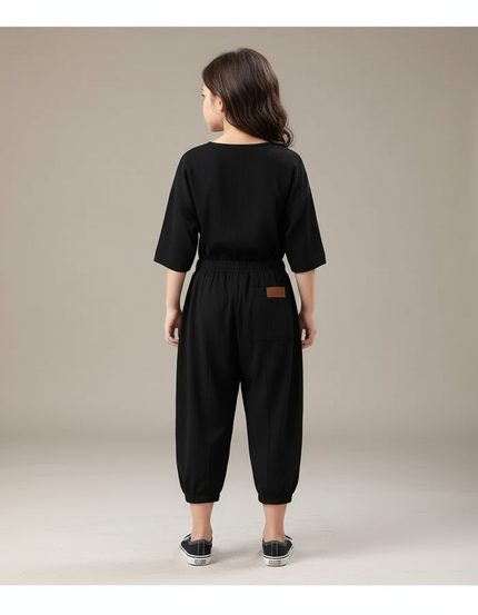 Pantalon Fluide Bebe Garcon - Noir Cordé