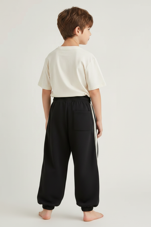 Pantalon Fluide Noir Ample Cordon Sport Casual - Molleton - vue 2