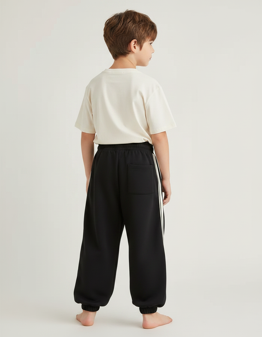 Pantalon Fluide Noir Ample Cordon Sport Casual - Molleton - vue 2