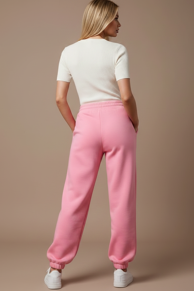 Pantalon Fluide Rose Ample Molleton QUEEN Cordon - vue 2
