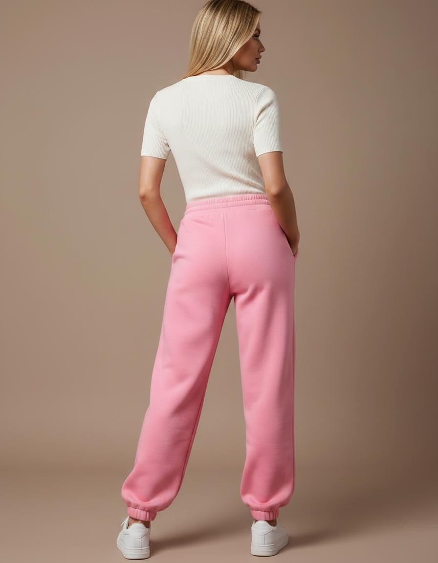 Pantalon Fluide Rose Ample Molleton QUEEN Cordon - vue 2