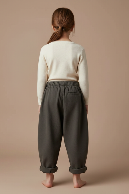 Pantalon Fluide Kaki Ample Coton Taille Élastique Confortable - Molleton - vue 2