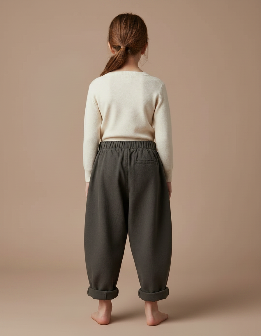Pantalon Fluide Kaki Ample Coton Taille Élastique Confortable - Molleton - vue 2