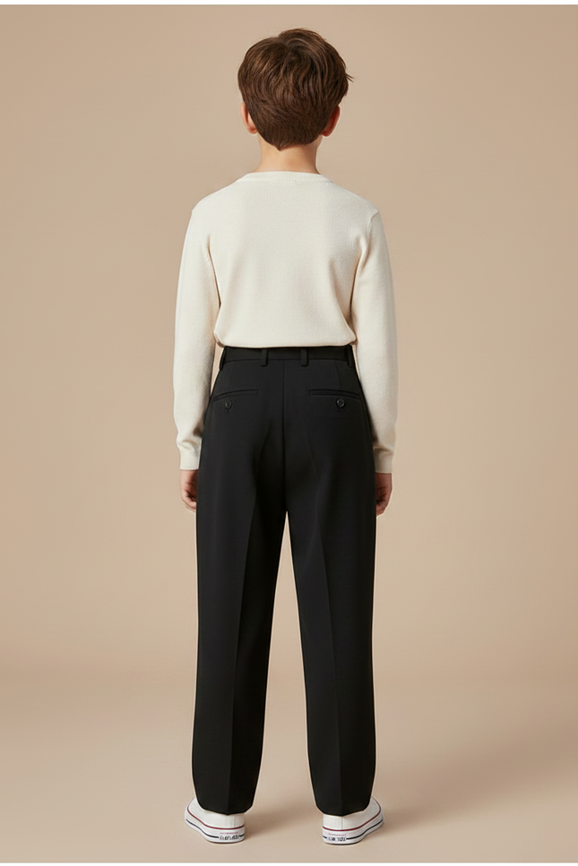 Pantalon Fluide Noir Ample Plissé Taille Haute - Gabardine - vue 2