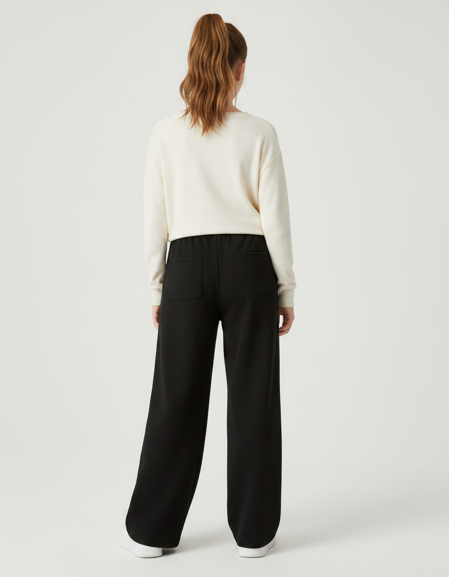 Pantalon Fluide Noir Ample Décontracté Confortable - Viscose - vue 2