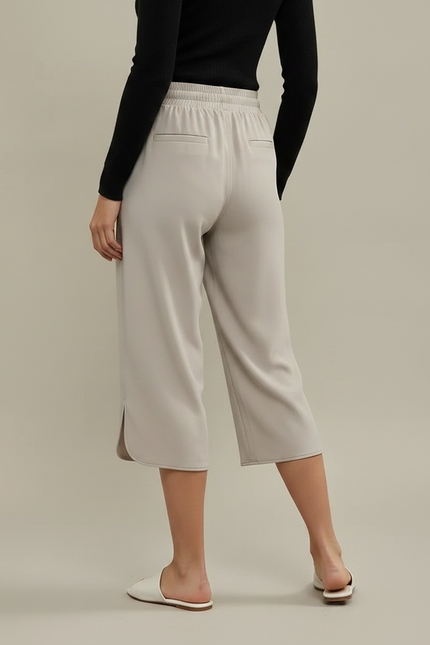 Pantalon Fluide Beige Ample Décontracté Cordon Femme - Polyester - vue 2
