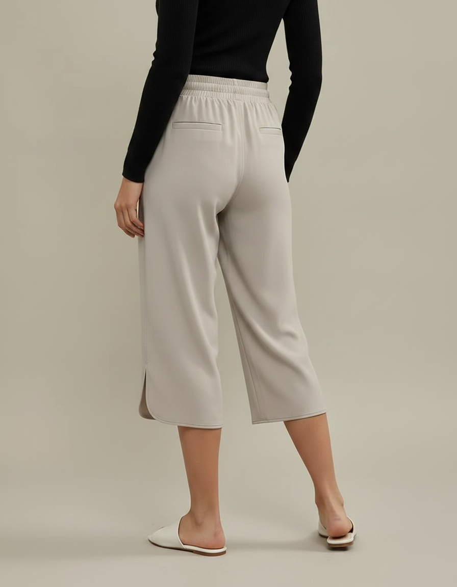 Pantalon Fluide Beige Ample Décontracté Cordon Femme - Polyester - vue 2