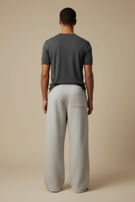 Pantalon Fluide Gris Ample Décontracté Brodé Homme - Molleton - vue 2