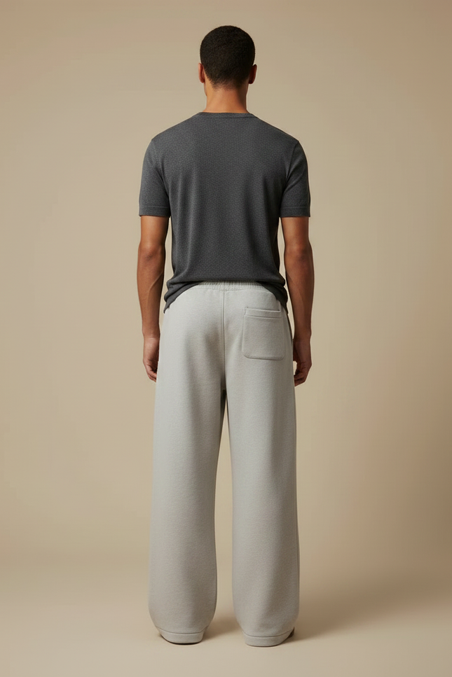 Pantalon Fluide Gris Ample Décontracté Brodé Homme - Molleton - vue 2