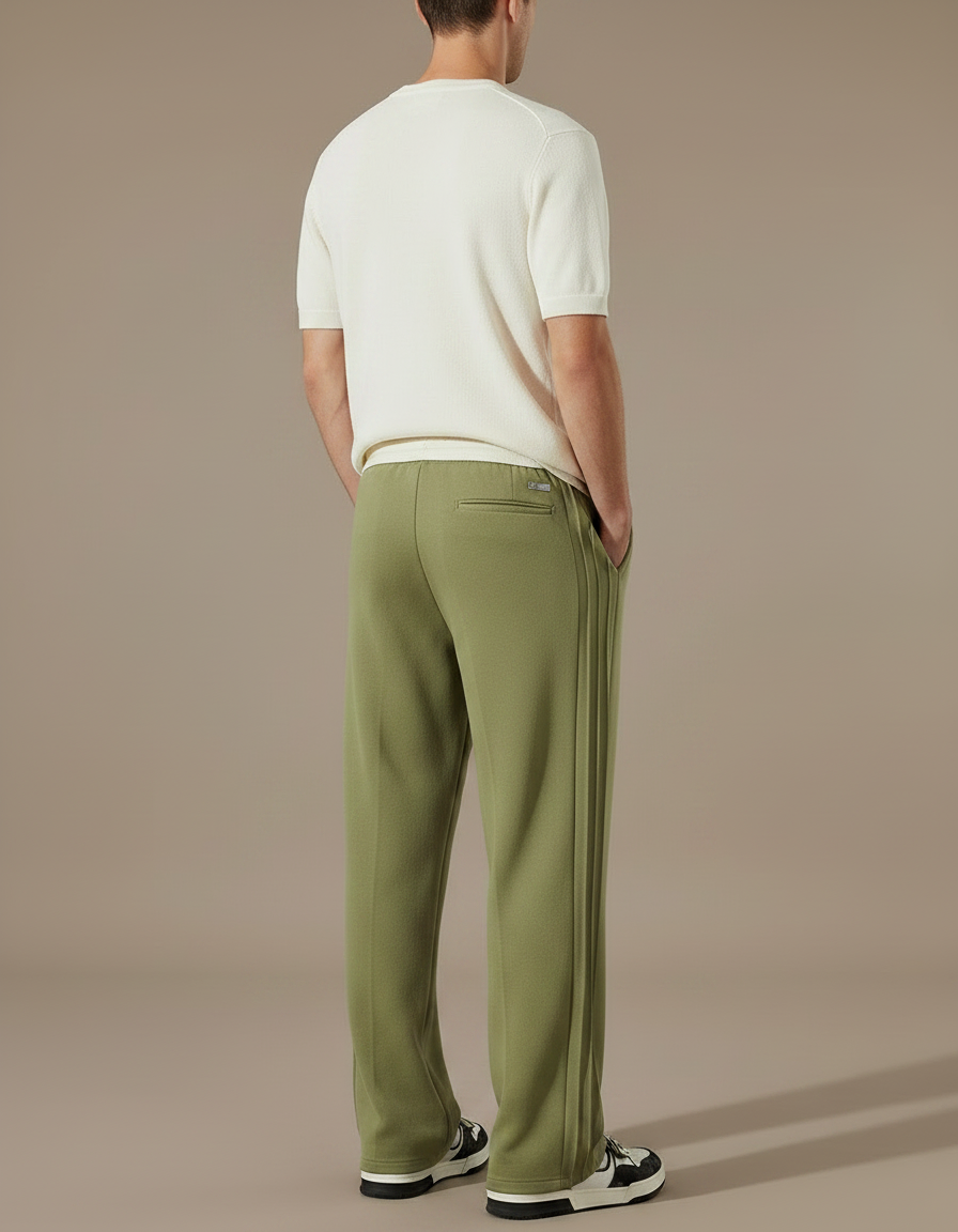 Pantalon Fluide Vert Ample Coton Plissé Décontracté Homme - Molleton - vue 2