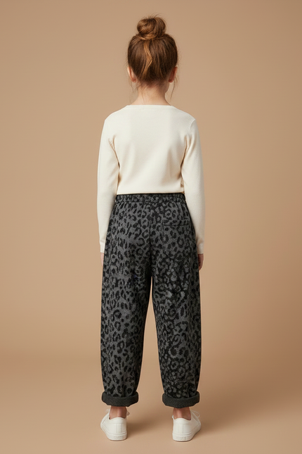 Pantalon Fluide Léopard Gris Ample Enfant Confortable - Molleton - vue 2
