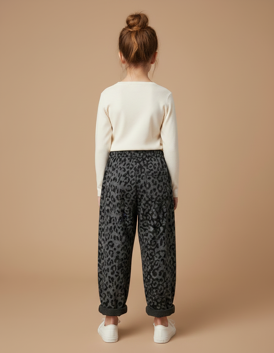 Pantalon Fluide Léopard Gris Ample Enfant Confortable - Molleton - vue 2