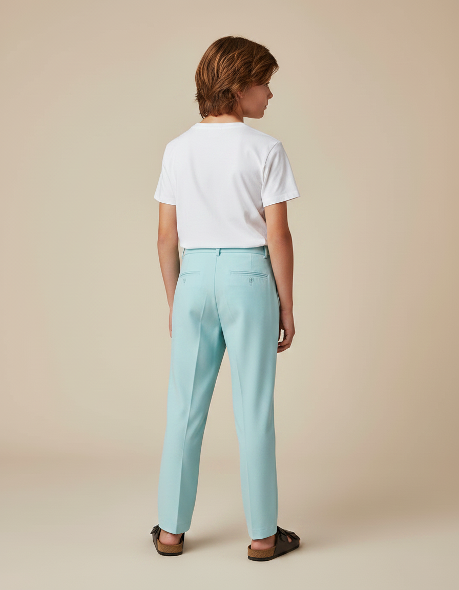 Pantalon Fluide Bleu Ciel Droit Décontracté Enfant - Polyester - vue 2