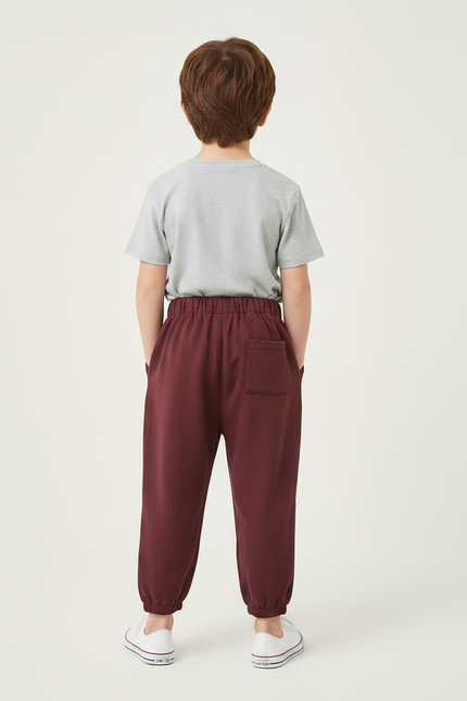 Pantalon Fluide Bordeau Ample Coton Enfant Unisexe - Bordeaux - vue 2