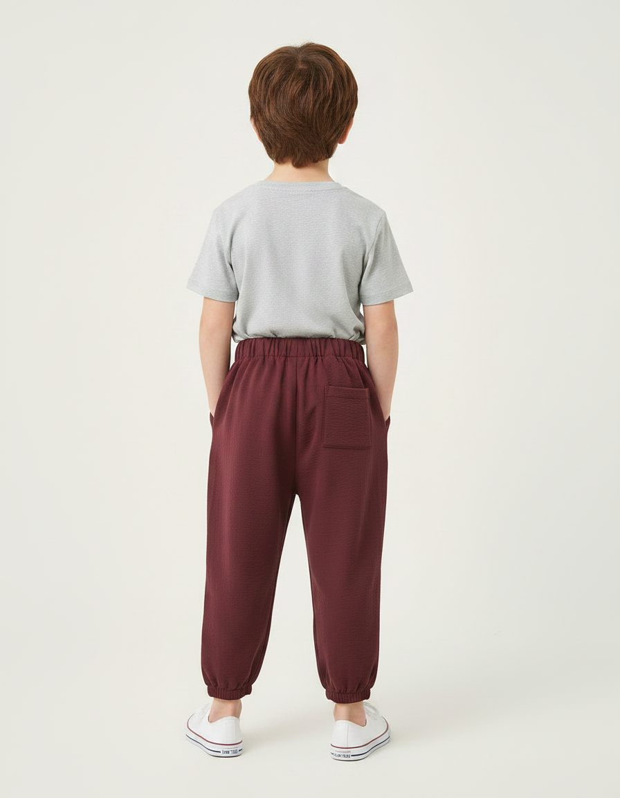 Pantalon Fluide Bordeau Ample Coton Enfant Unisexe - Bordeaux - vue 2