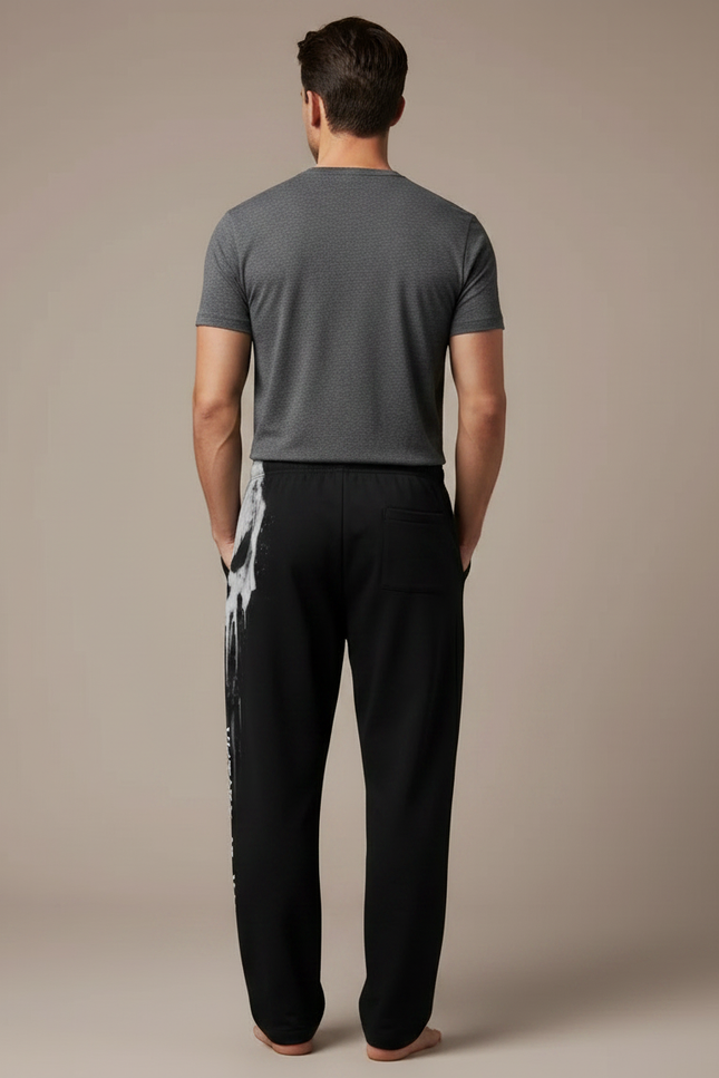 Pantalon Fluide Noir Crâne Goutte Viking Ample Homme - Molleton - vue 2