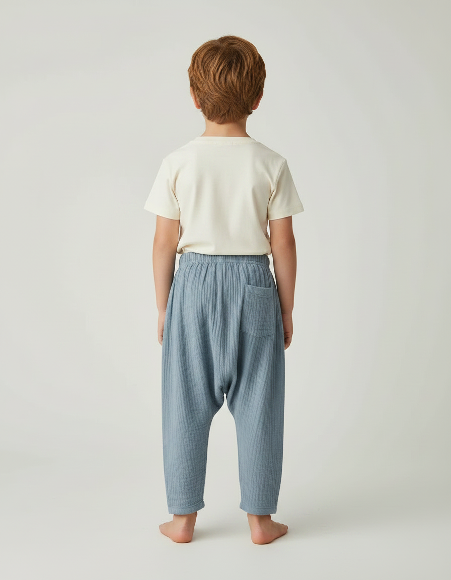 Pantalon Fluide Bleu Ciel Coton Ample Enfant - vue 2