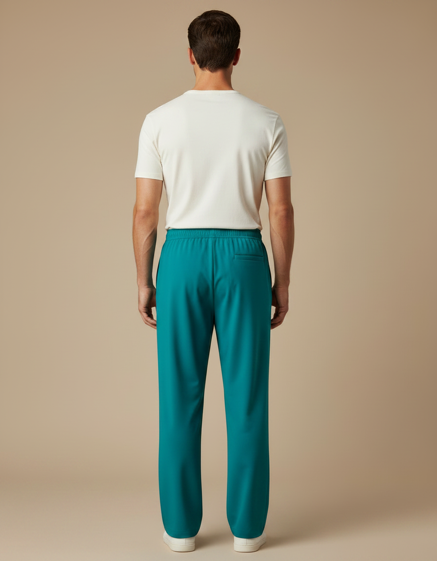 Pantalon Fluide Vert Émeraude Homme Décontracté - Polyester - vue 2