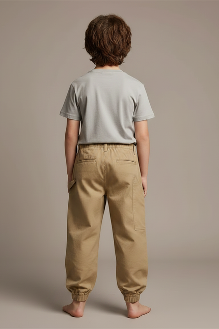 Pantalon Fluide Cargo Beige Coton Ample Garçon - Toile - vue 2