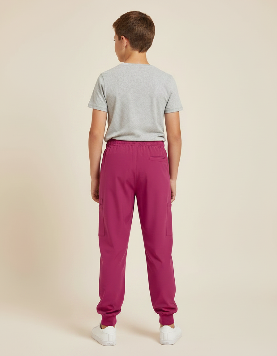 Pantalon Fluide Fuchsia Cargo Confortable Jogger Enfant - Rose Polyester - vue 2