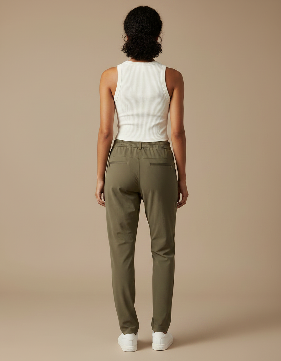 Pantalon Fluide Cargo Kaki Femme Léger Sportif - Polyester - vue 2