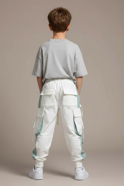 Pantalon Fluide Cargo Blanc Streetwear Garçon - Molleton - vue 2