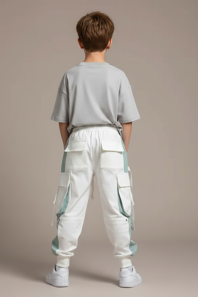 Pantalon Fluide Cargo Blanc Streetwear Garçon - Molleton - vue 2