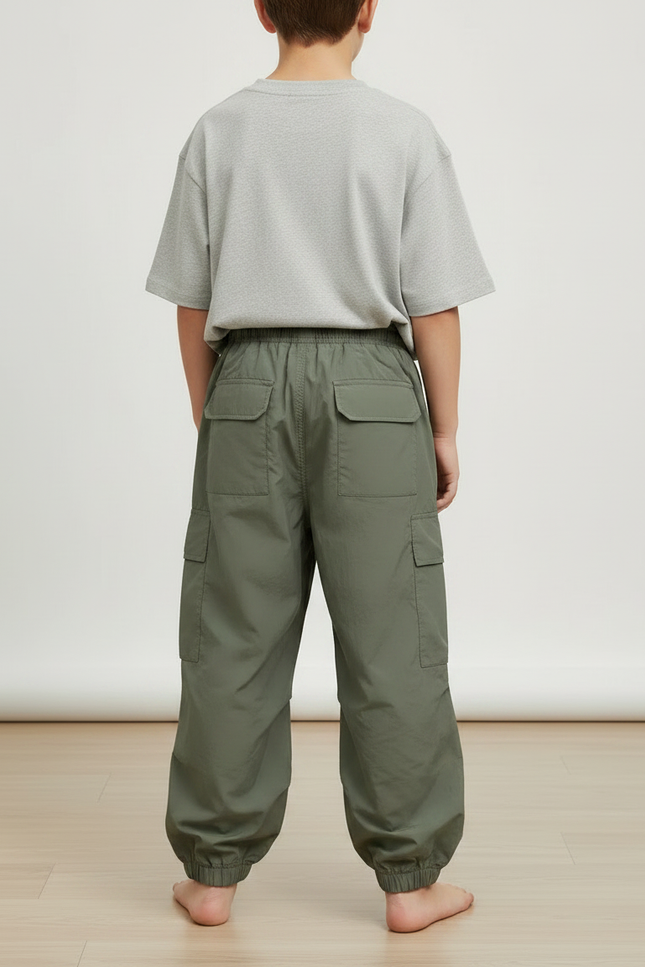 Pantalon Fluide Kaki Ample Cargo Garçon Décontracté - Polyester - vue 2