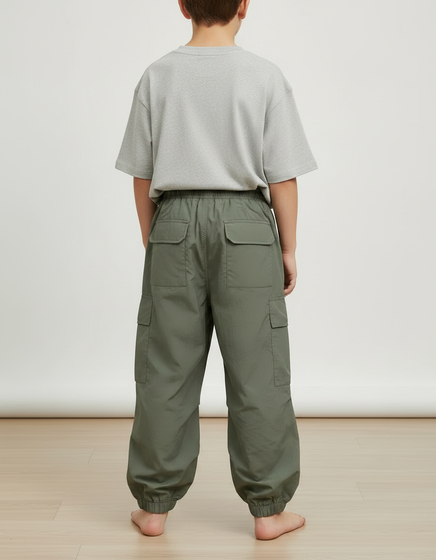 Pantalon Fluide Kaki Ample Cargo Garçon Décontracté - Polyester - vue 2