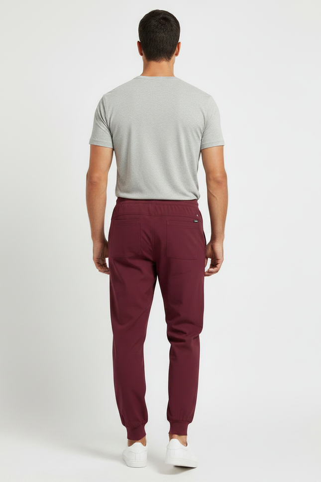Pantalon Fluide Bordeau Jogger Cordon Confortable Sport - Bordeaux Polyester - vue 2