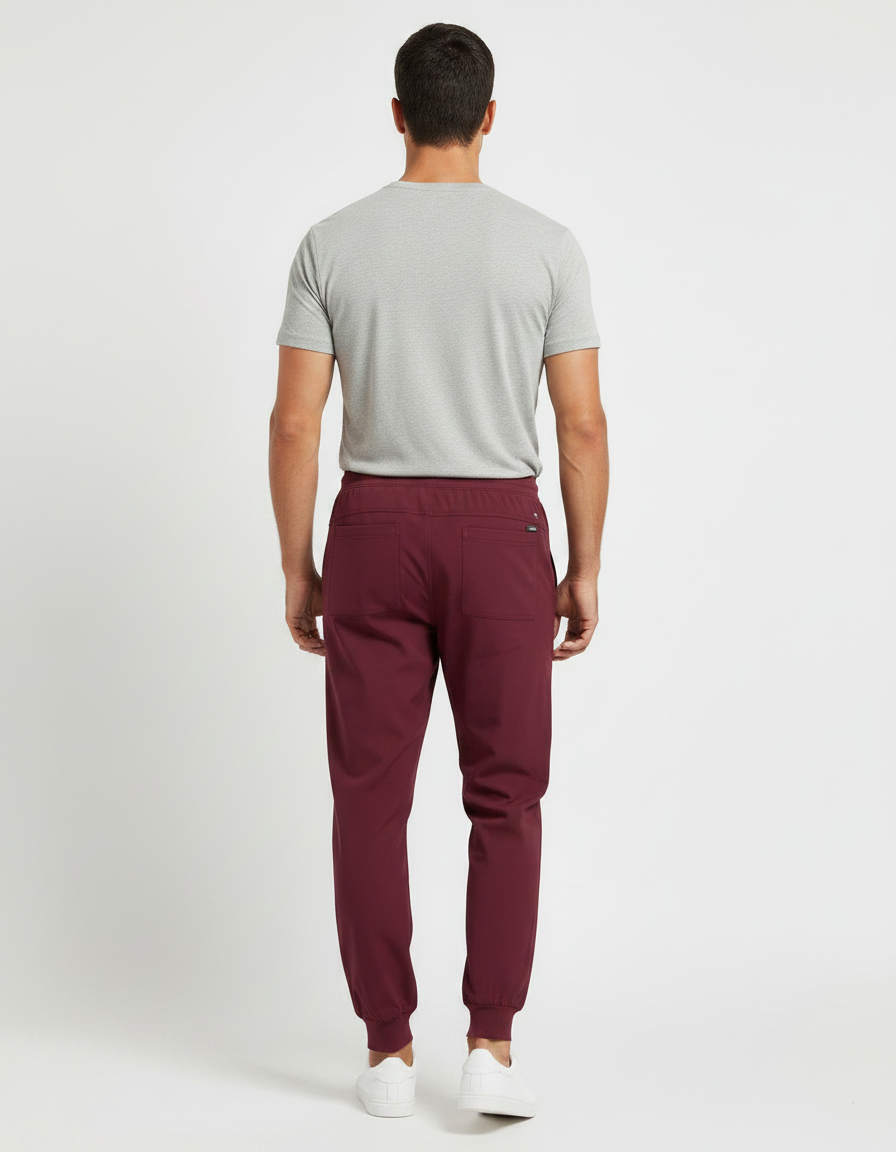 Pantalon Fluide Bordeau Jogger Cordon Confortable Sport - Bordeaux Polyester - vue 2