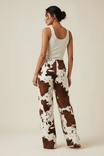 Pantalon Fluide Imprimé Vache Ample Doux Polaire - Molleton - vue 2