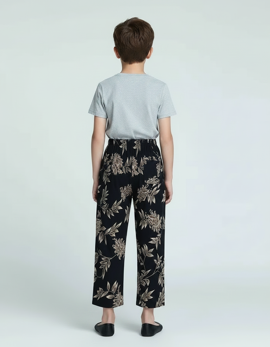 Pantalon Fluide Noir Floral Ample Confortable Doux - Viscose - vue 2