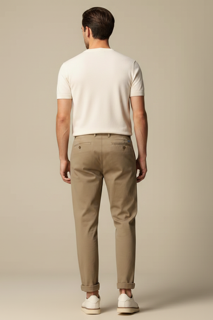 Pantalon Fluide Kaki Coton Décontracté Homme - vue 2